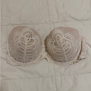 Victoria’s Secret Dream Angels Strapless Lace Bra – Nude/Ivory (36D)